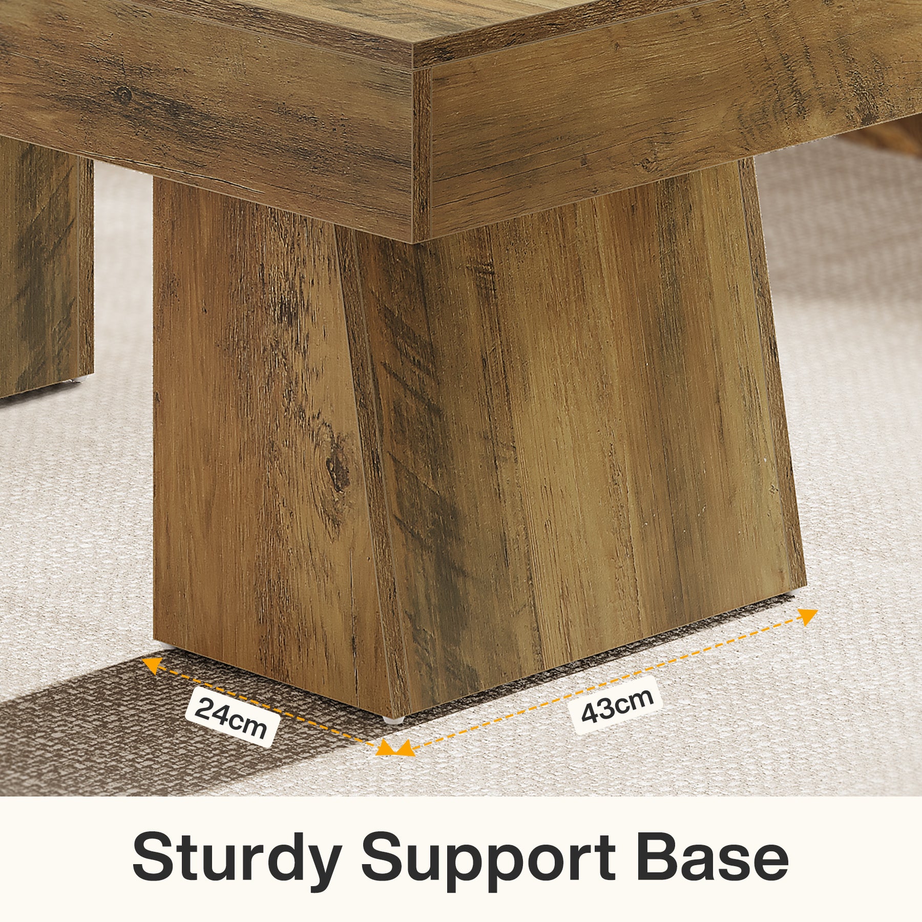 120cm Farmhouse Coffee Table, Rectangular Wooden Centre Table for Living Room