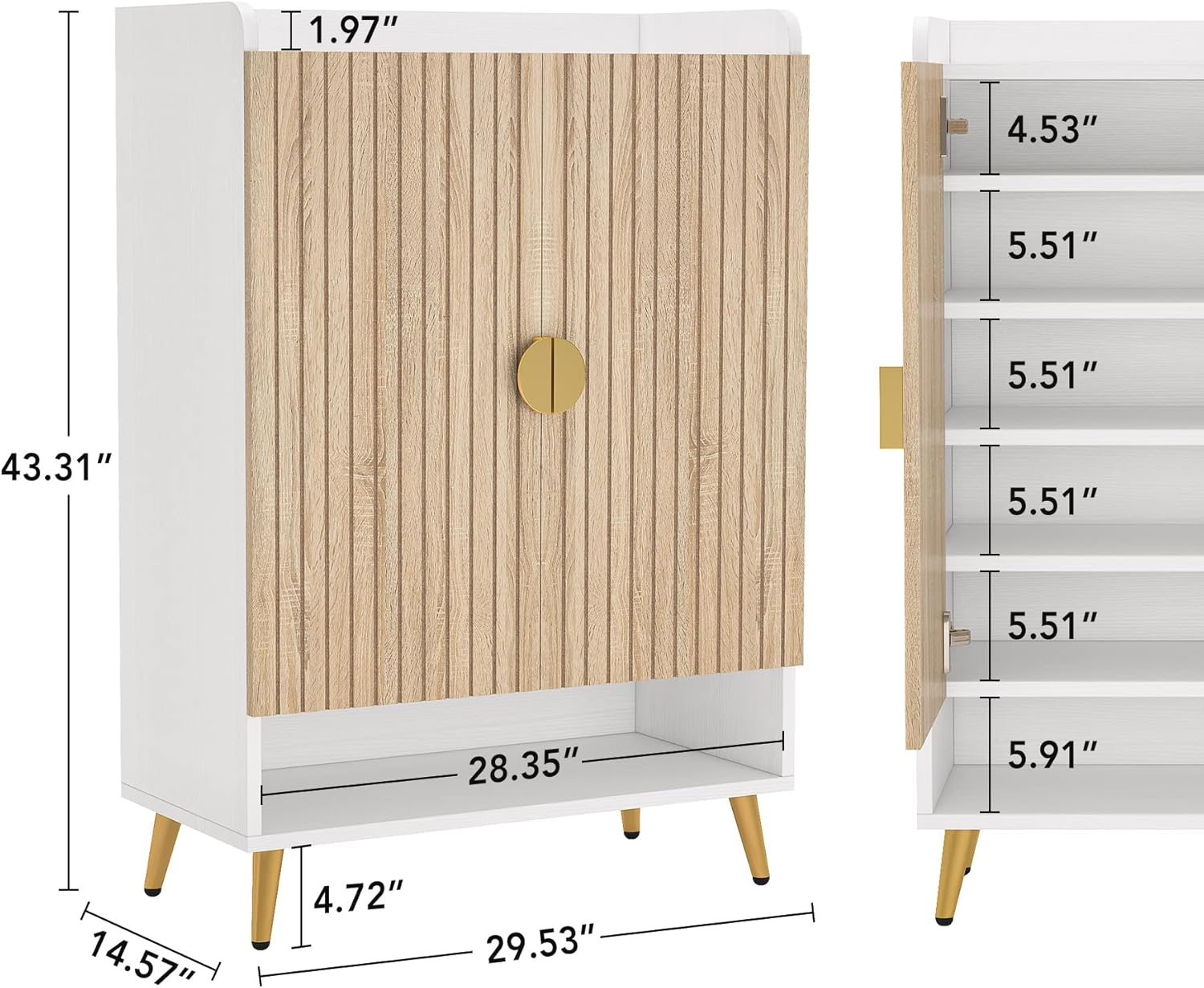 7-Tier Shoe Cabinet, Shoe Storage Organizer with Adjustable Shelves