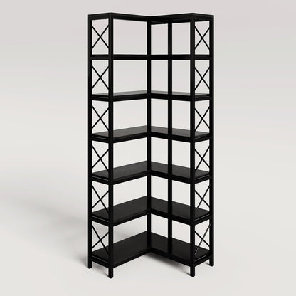 7-Tier Corner Bookshelf Corner Bookcase Storage Display Rack Tribesigns