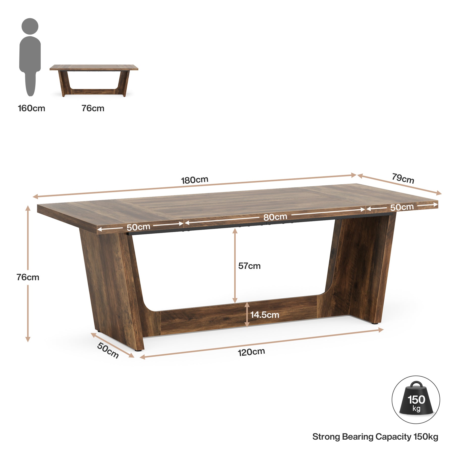 70.8" Executive Desk, Home Office Computer Desk with Solid Wooden Pedestal
