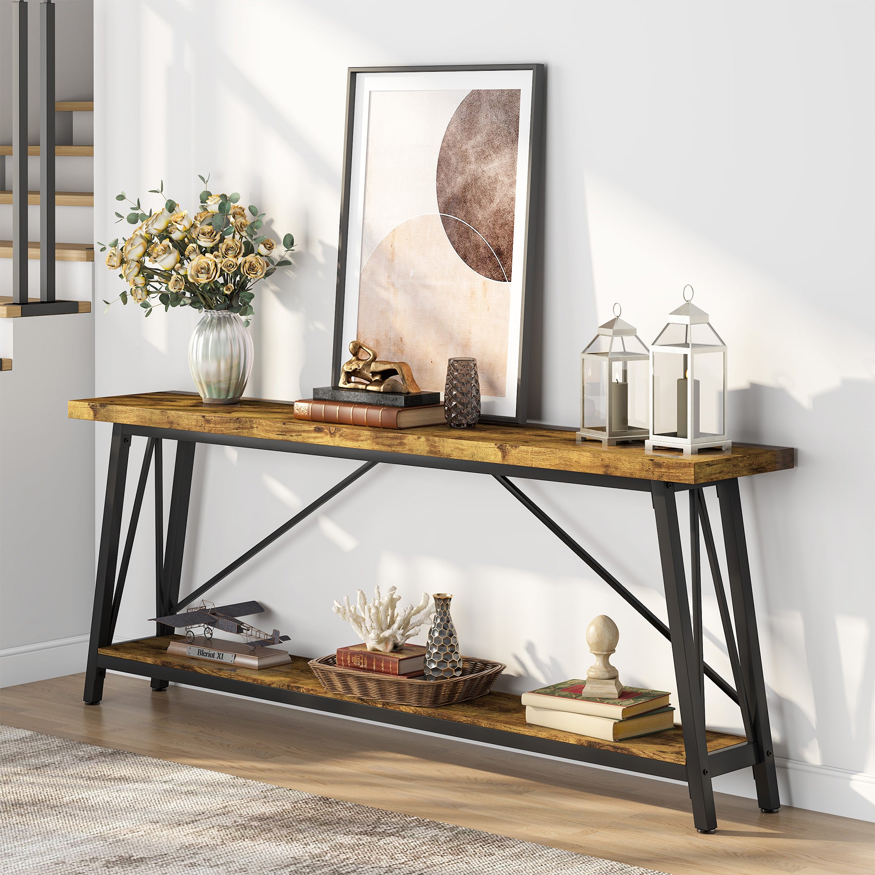 70.9" Console Table, Extra Long Sofa Table Behind Couch