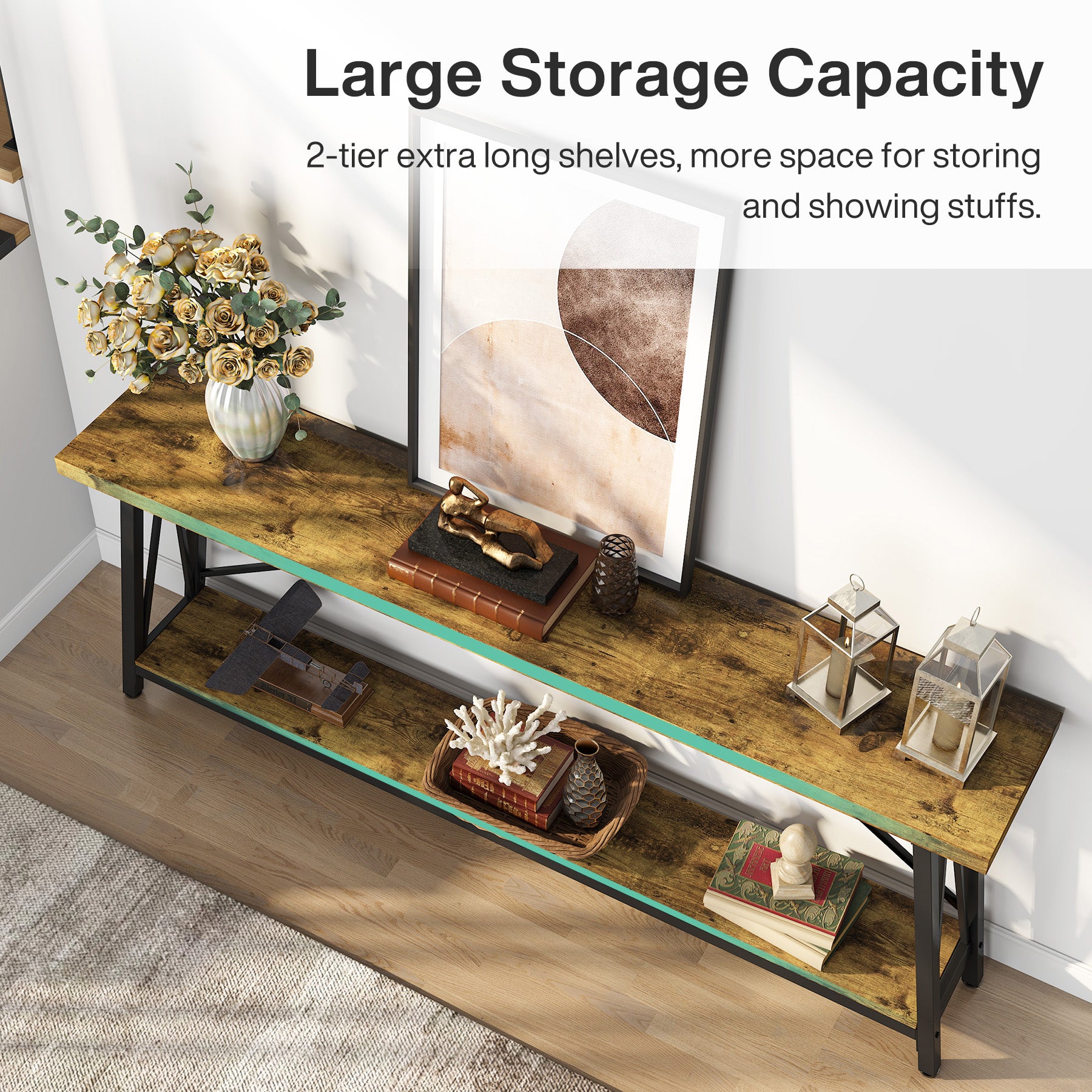 70.9" Console Table, Extra Long Sofa Table Behind Couch