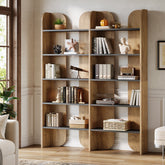 180cm Tall Double-Wide Bookshelf, 5-Tier Open Display Shelf in Farmhouse Style 3