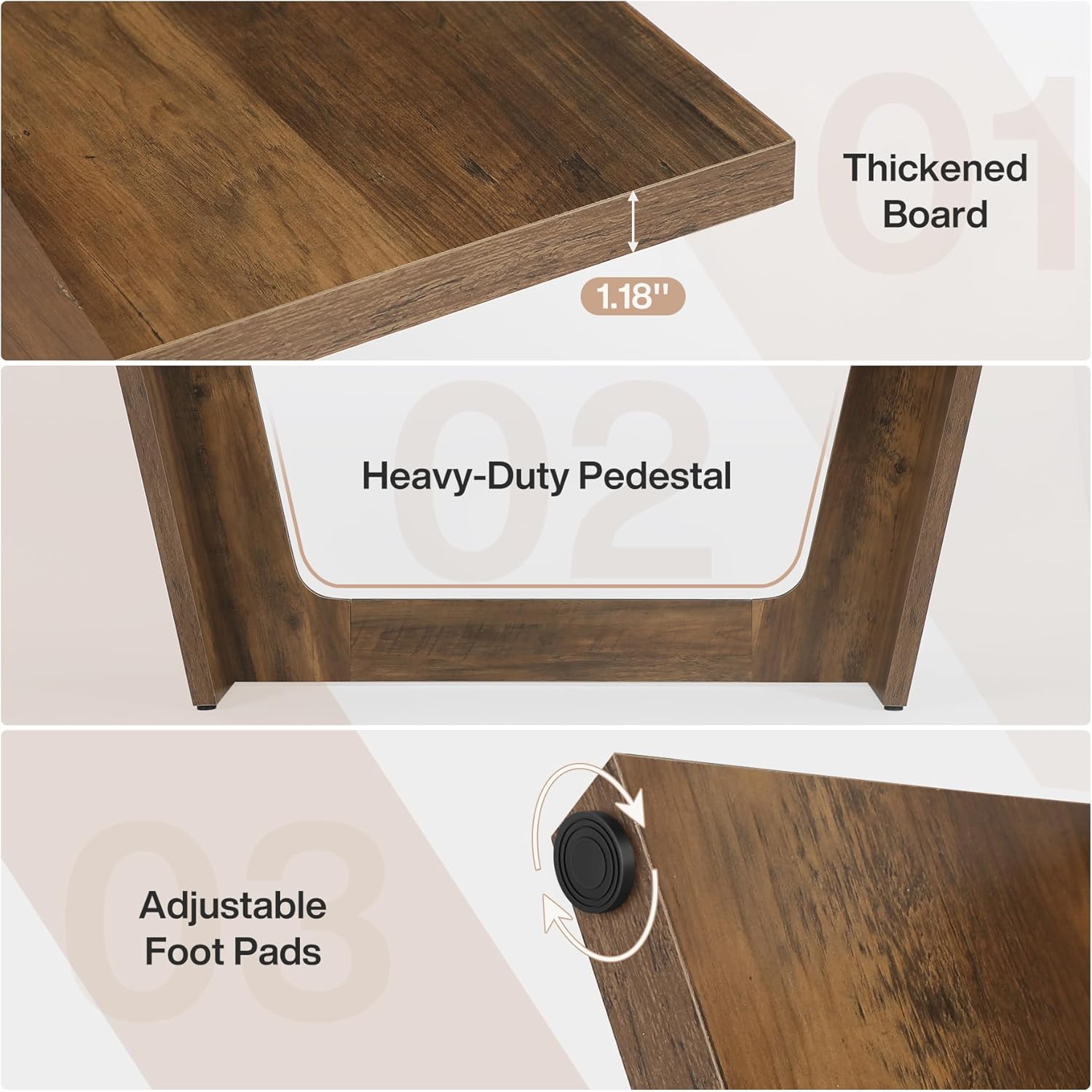 70.8" Executive Desk, Home Office Computer Desk with Solid Wooden Pedestal