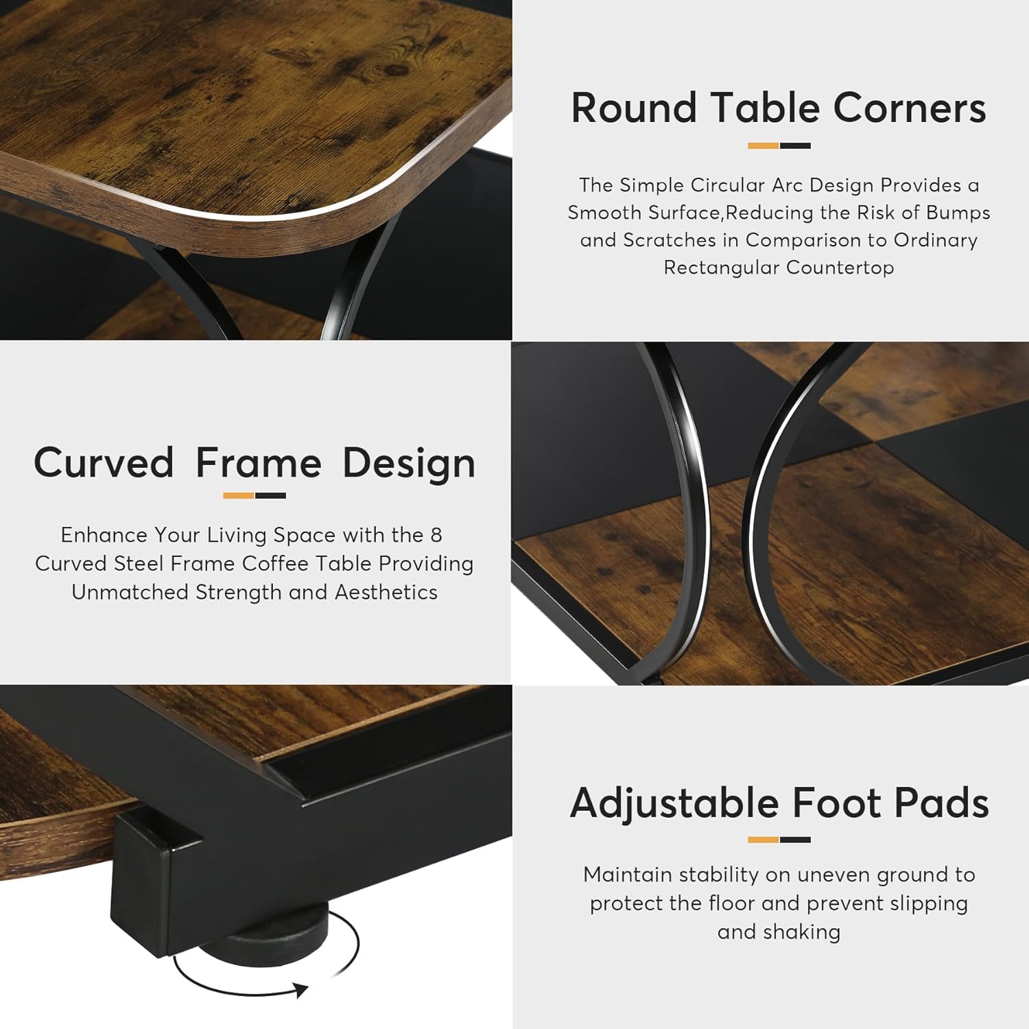 Tribesigns 100cm Coffee Table, 2-Tier Square Center Table with Storage Shelf