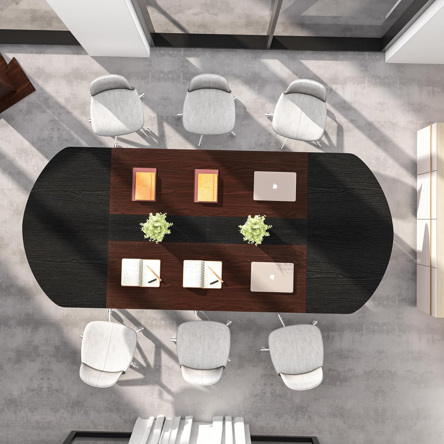 Tribesigns Conference Table, 180 cm Curved Meeting Tables Seminar Table for 4-6