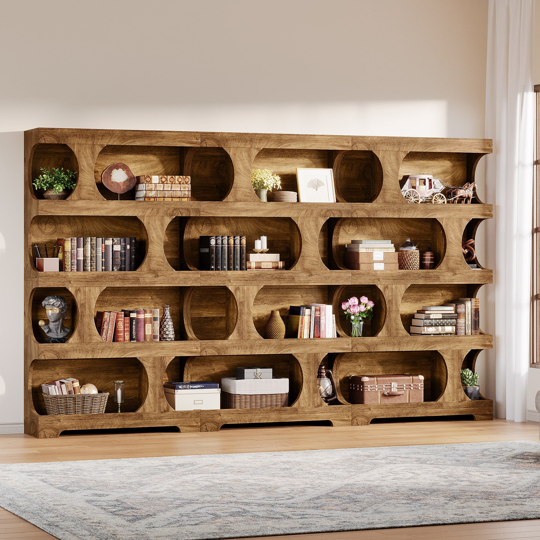 181 cm Tall Bookcase, 4-Tier Asymmetrical Bookshelf, 100 cm Wide Freestanding Display Shelf for Living Room or Home Office