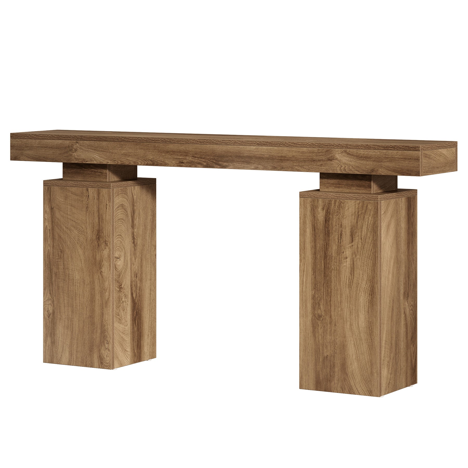 160cm Farmhouse Console Table, Narrow Entryway Table Behind Couch, Natural Wood Finish