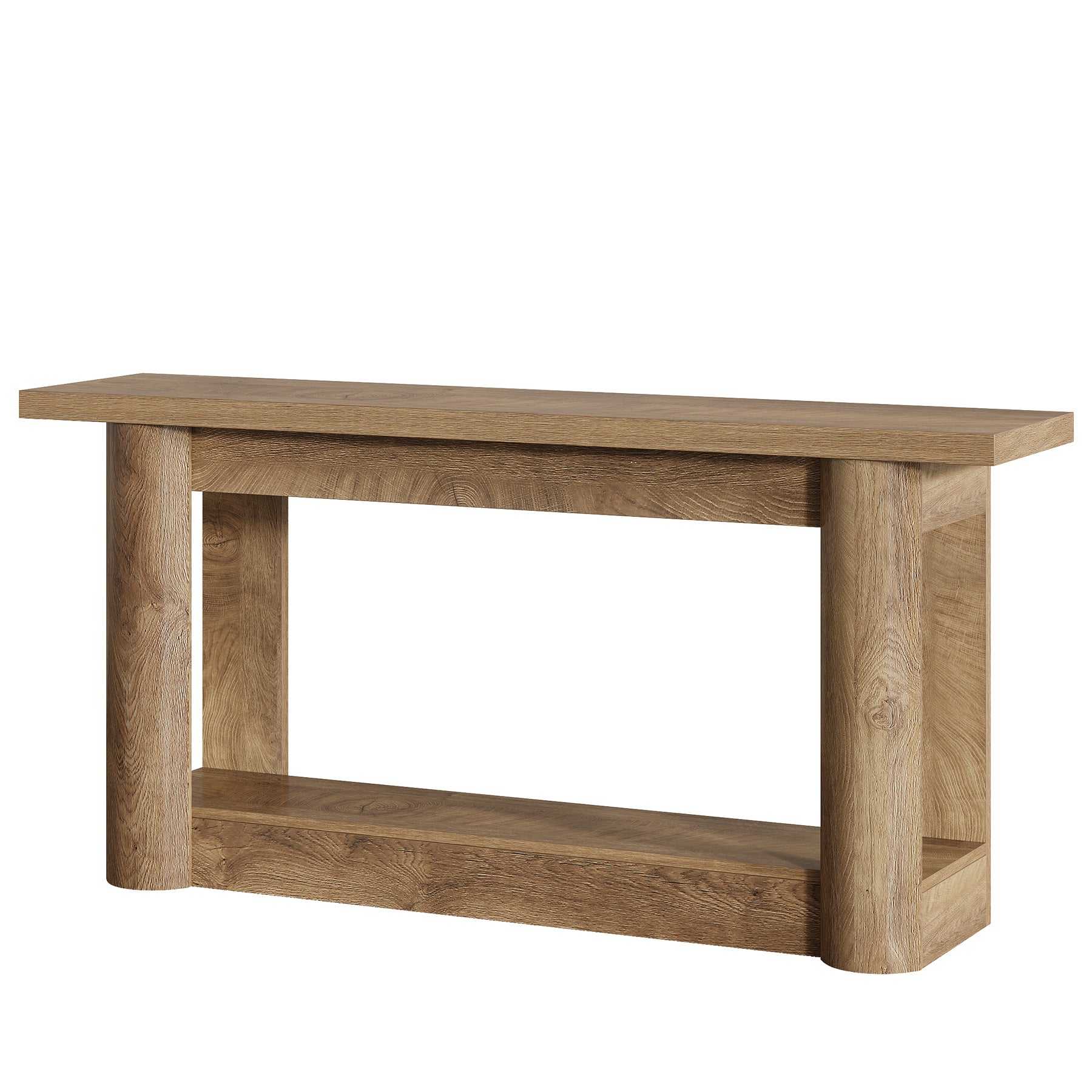 160cm Farmhouse Console Table, Narrow 2-Tier Sofa Table for Entryway & Living Room
