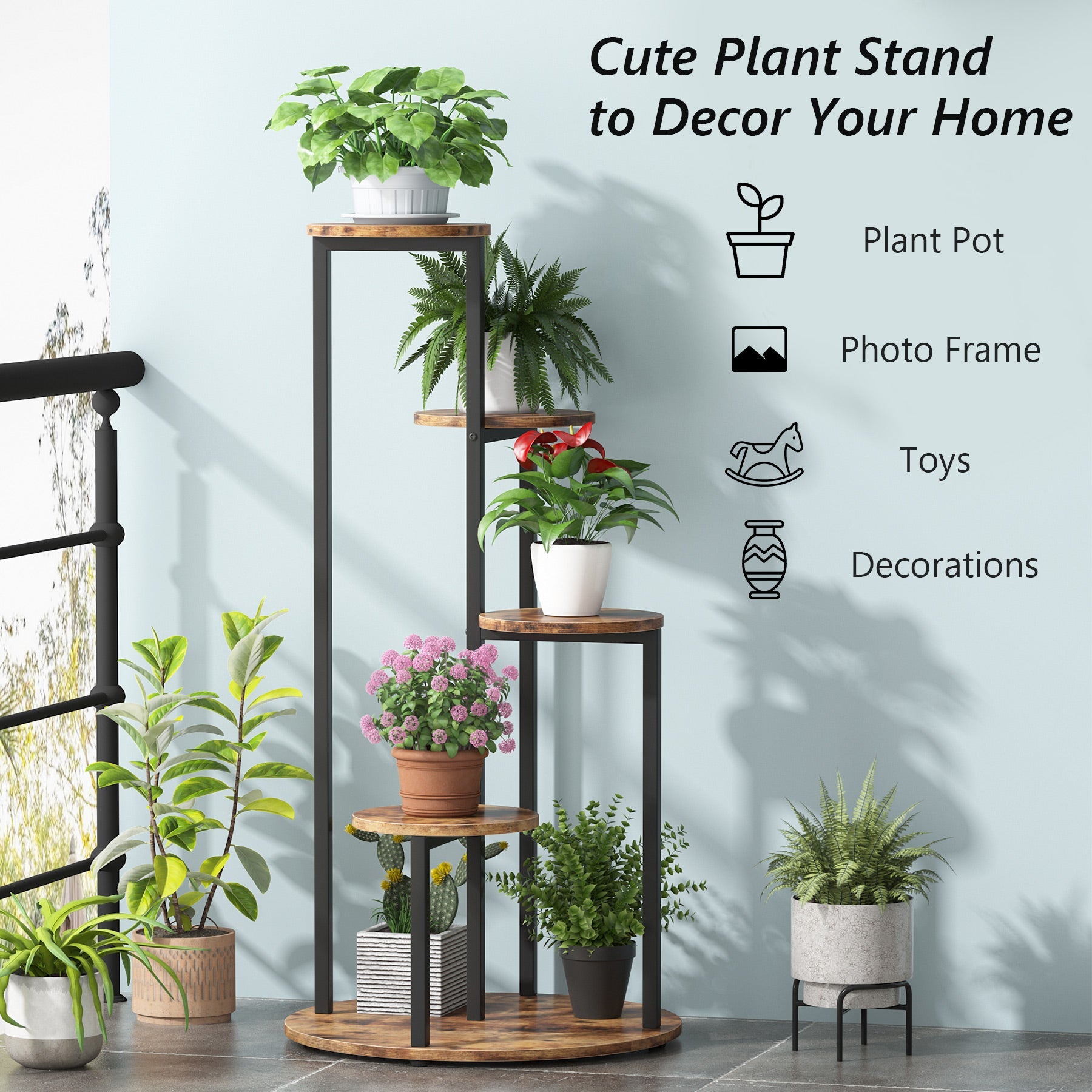 Plant Stand, 4-Tier Plant Shelf Holders Corner Flower Pot Stands Tribesigns