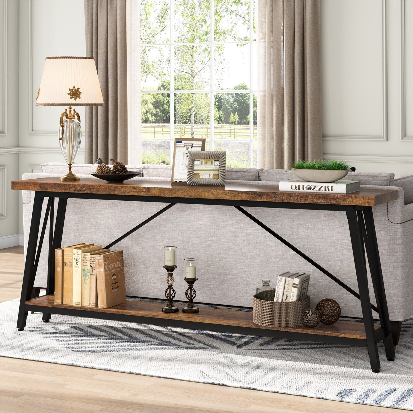 Console Table, 70.9 Inches Extra Long Sofa Table Behind Couch Tribesigns