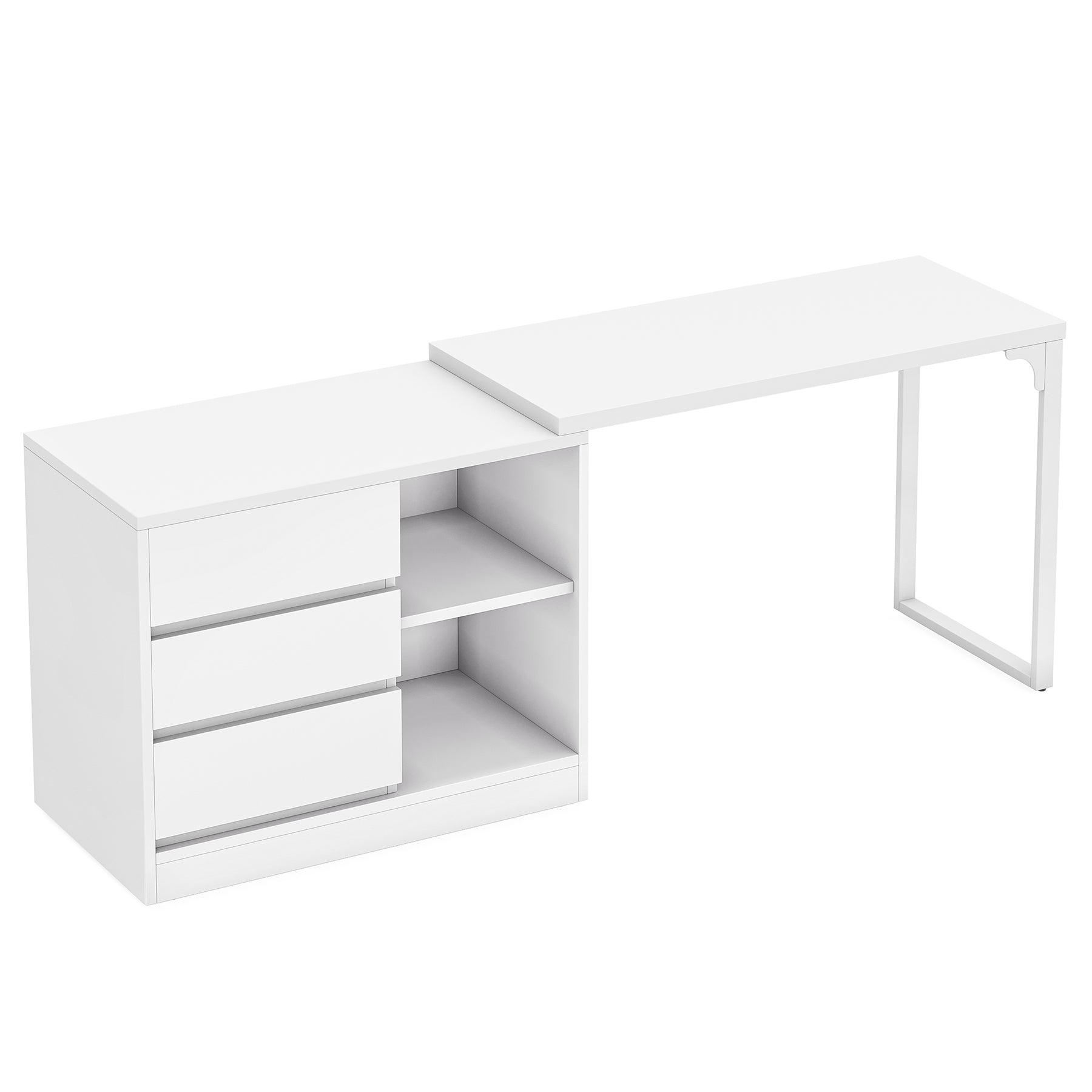 Reversible L-Shaped Computer Desk with Drawers & Storage, Corner Office Desk