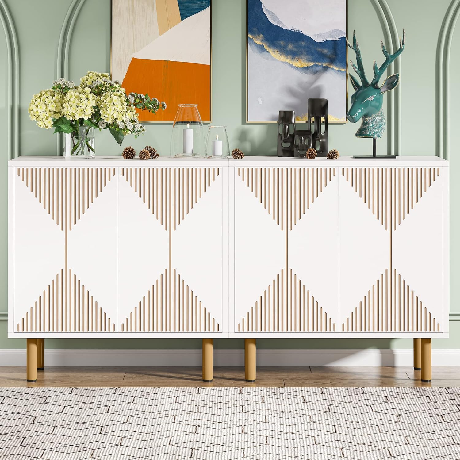 150CM Sideboard Buffet, Modern Kitchen Storage Cabinet with Doors