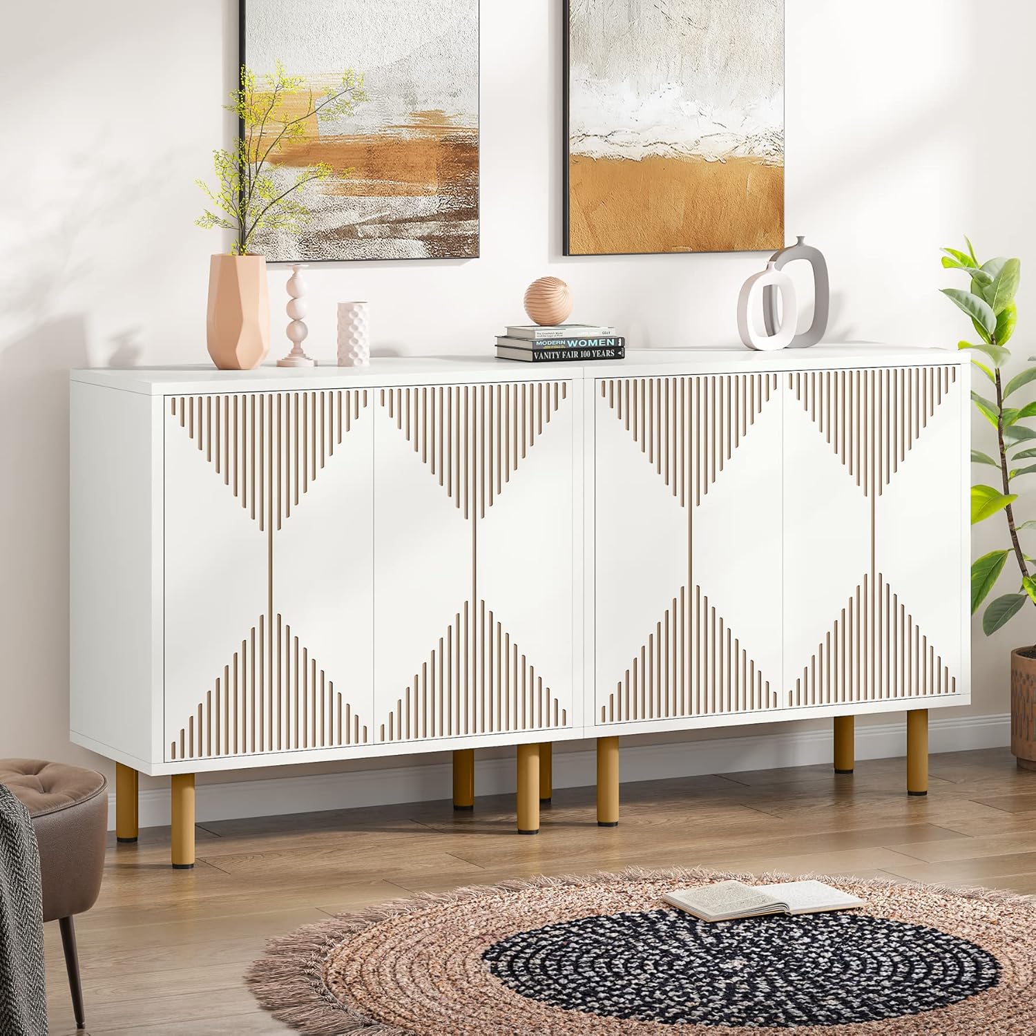 150CM Sideboard Buffet, Modern Kitchen Storage Cabinet with Doors