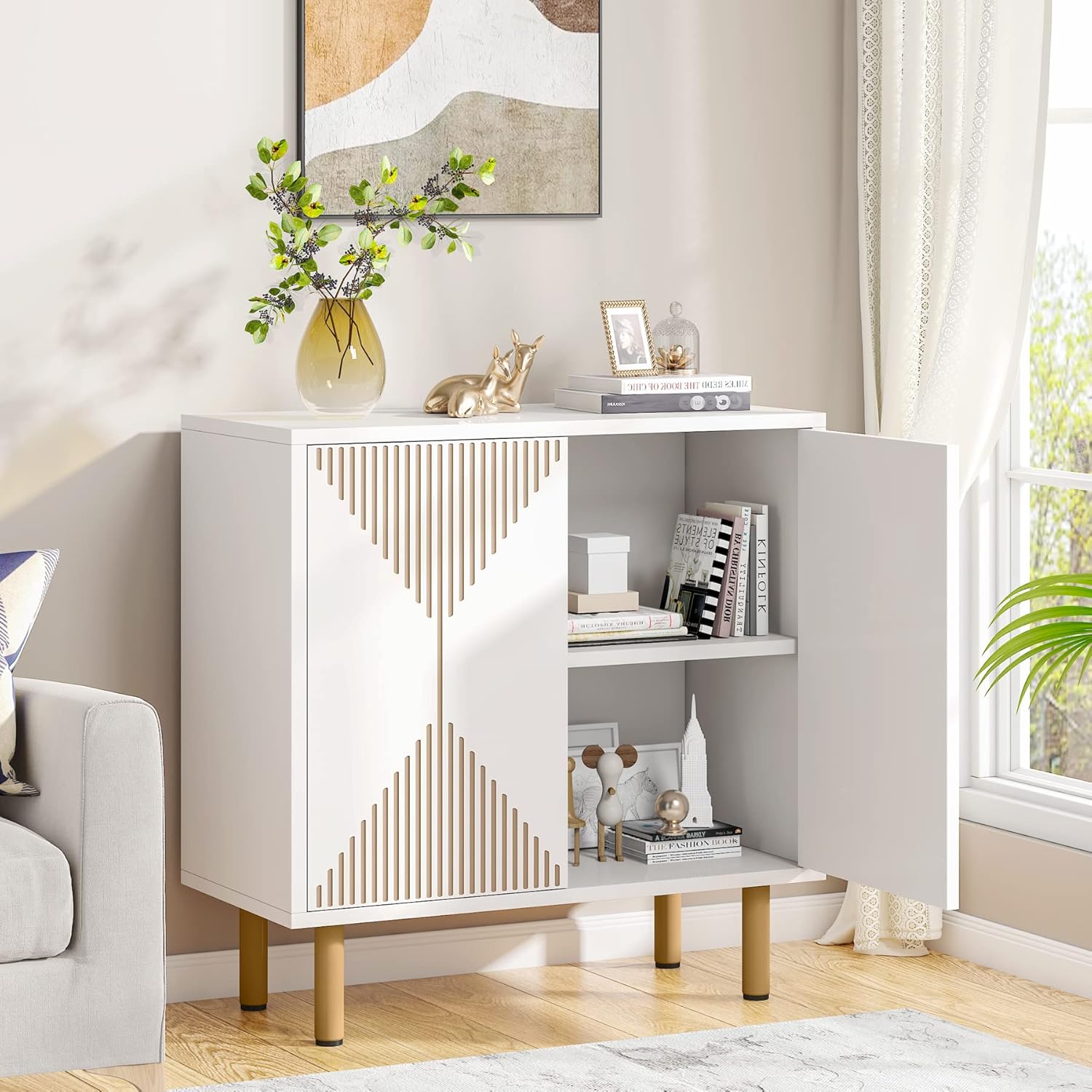 150CM Sideboard Buffet, Modern Kitchen Storage Cabinet with Doors
