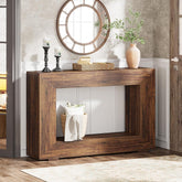 120CM Console Table, Rustic Wooden Sofa Entryway Table with Storage 3