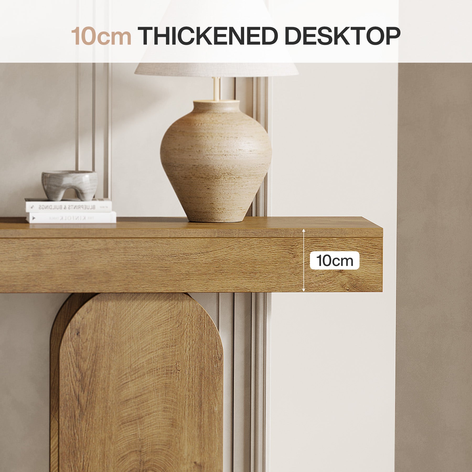180cm Extra Long Farmhouse Console Table with 2-Tier Storage Shelf, Wooden Entryway & Sofa Table