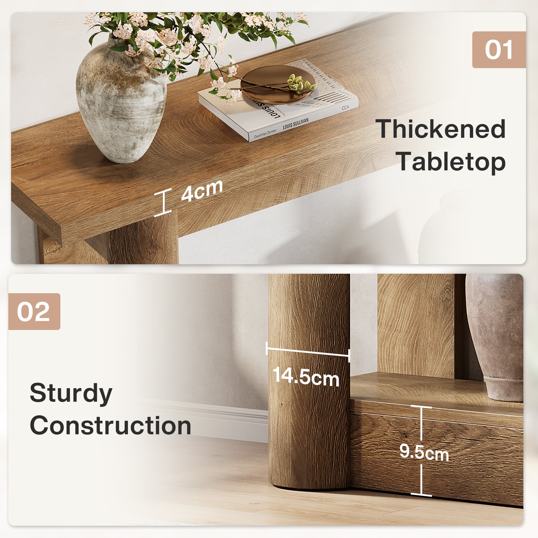 160cm Farmhouse Console Table, Narrow 2-Tier Sofa Table for Entryway & Living Room