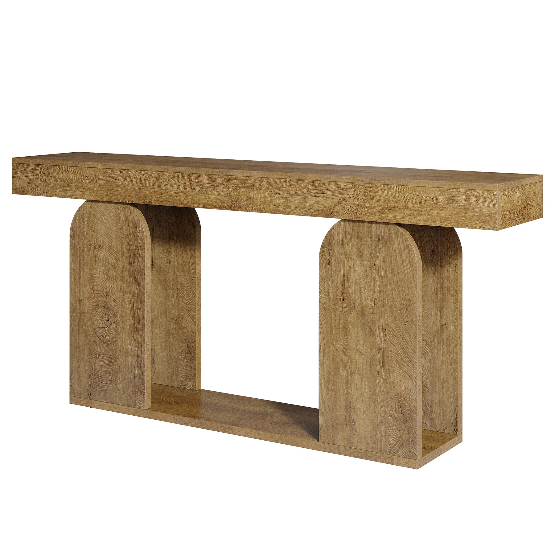 180cm Extra Long Farmhouse Console Table with 2-Tier Storage Shelf, Wooden Entryway & Sofa Table