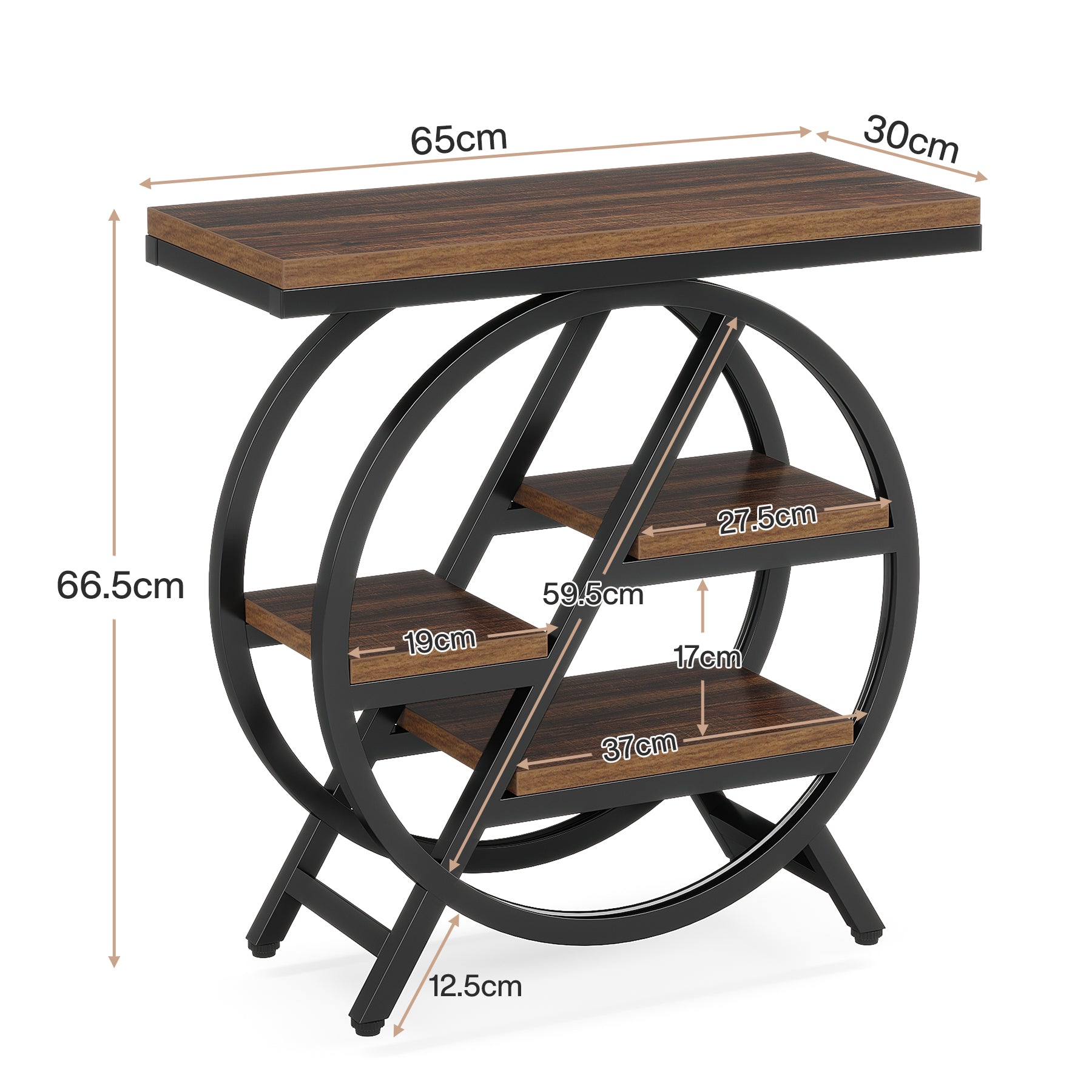 4-Tier Side Table, Small Side Table Snack Table with Storage Shelves