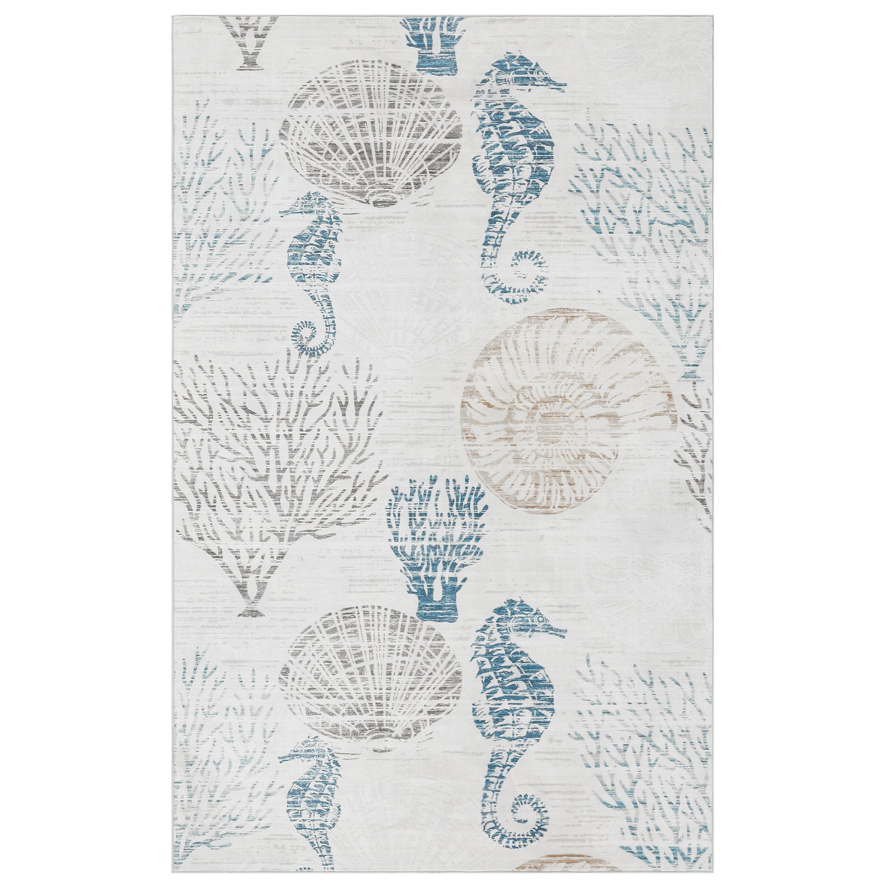 Washable Boho Coastal Area Rug, Non-Slip Animal Print Indoor Carpet, Oeko-Tex Certified