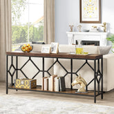 180cm Console Table, Industrial Sofa Table Hallway Table with Open Storage Shelf 3