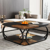 Tribesigns 100cm Coffee Table, 2-Tier Square Center Table with Storage Shelf 3