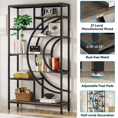 Tribesigns Bookshelf, 71" Geometric Bookcase, Industrial 8-Tiers Etagere Shelving Unit Tribesigns