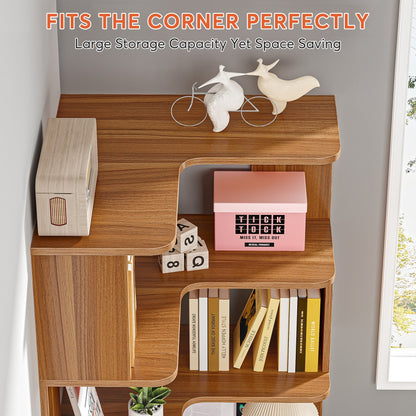 Corner Bookshelf, 6-Tier Corner Bookcase Display Rack Tribesigns