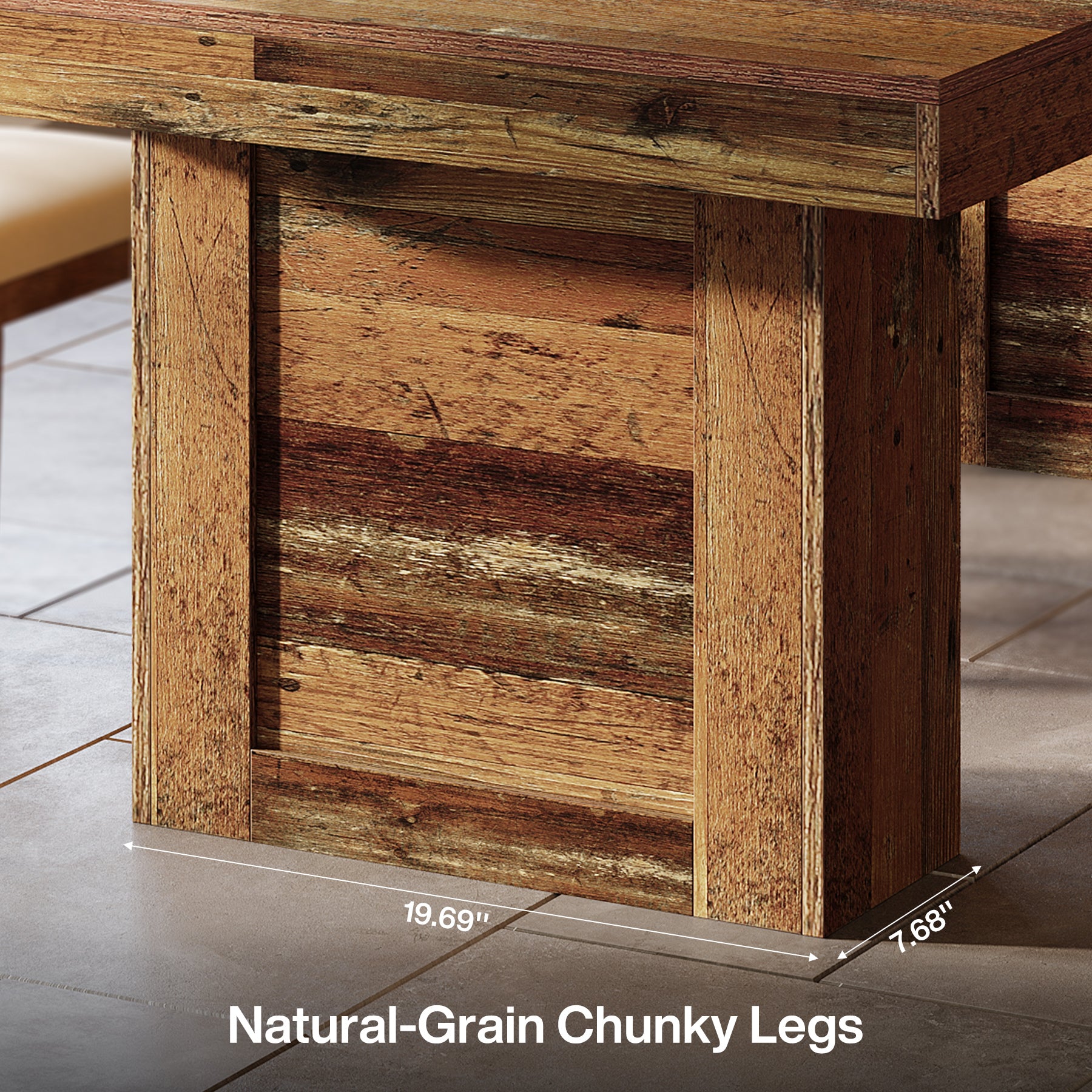 160 cm Farmhouse Dining Table for 6–8, Rectangular Wooden Kitchen Table with Heavy-Duty Legs