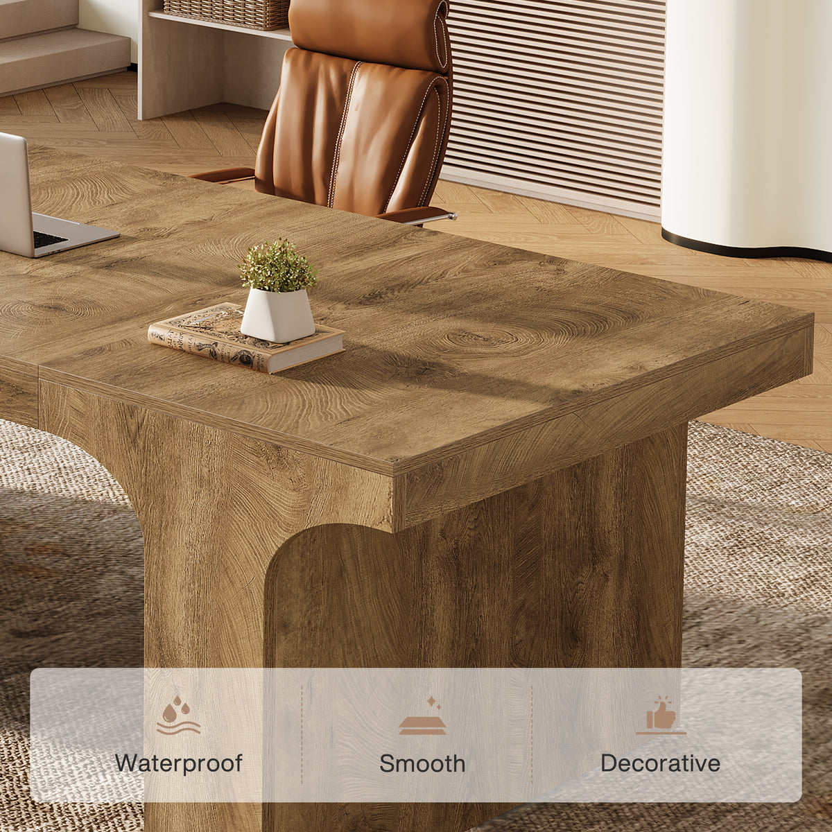180 cm Office Desk for Two, Modern Wood-Look Work Desk