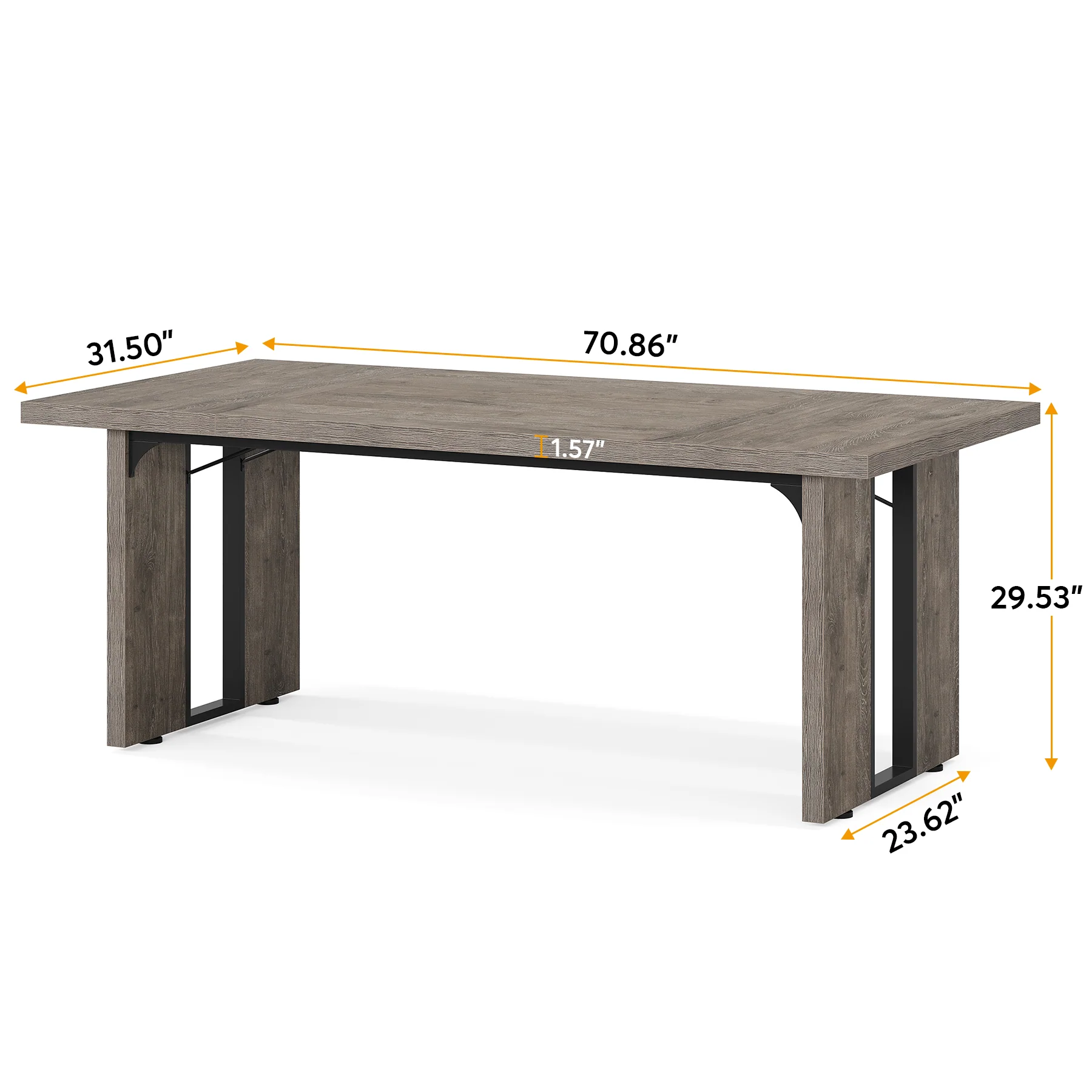 Rectangle Dining Table, 71" Farmhouse Breakfast Table for 6 to 8 People