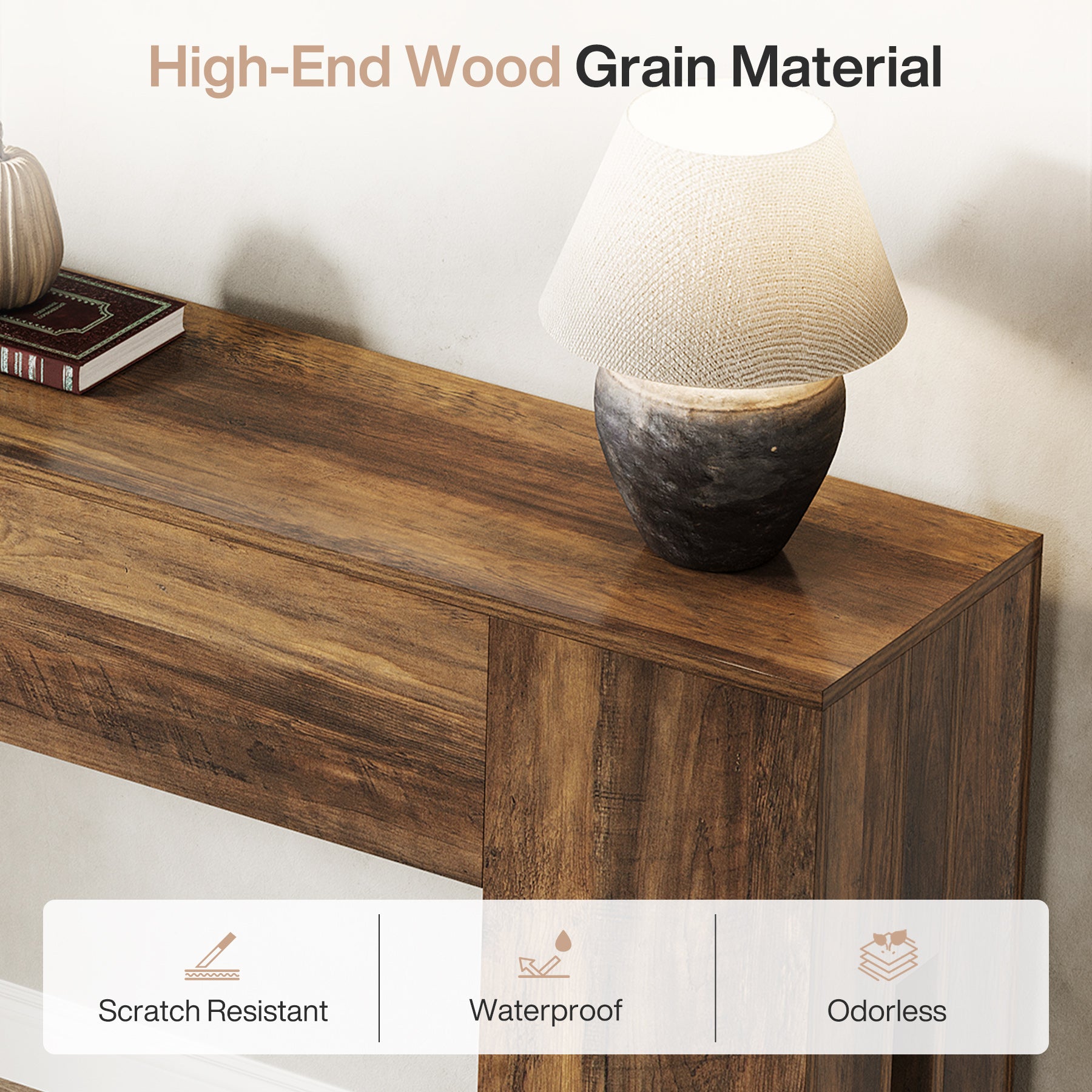 180cm Farmhouse Console Table, Long Sofa Table Behind Couch for Entryway & Hallway