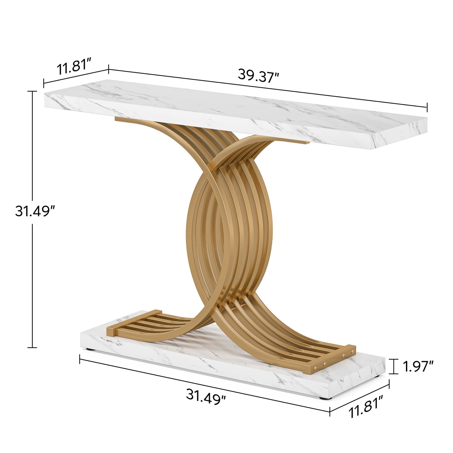 Console Table, 40" Faux Marble Entryway Hallway Sofa Table Tribesigns