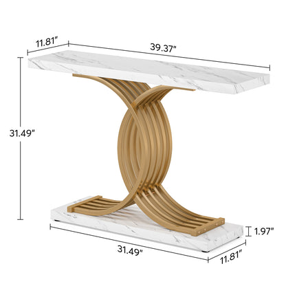 Console Table, 40" Faux Marble Entryway Hallway Sofa Table Tribesigns