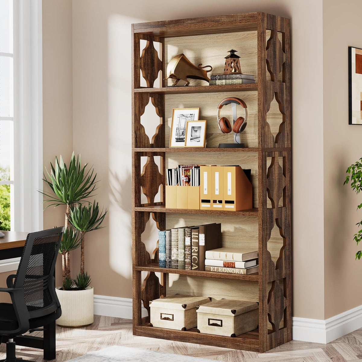 178 cm Tall 6 Tier Bookshelf, Modern Storage & Display Bookcase