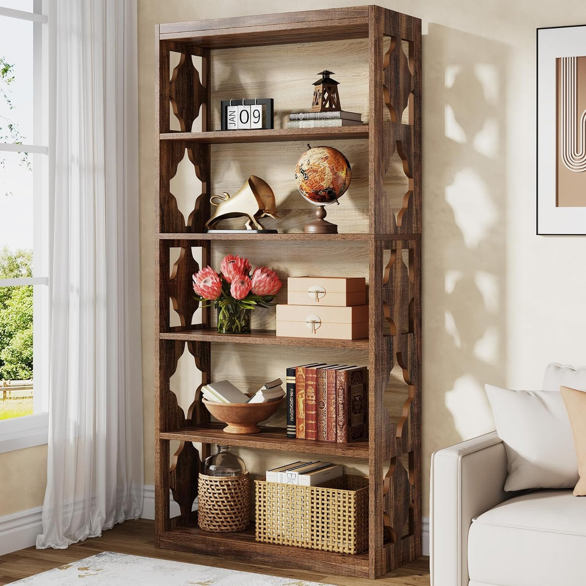 178 cm Tall 6 Tier Bookshelf, Modern Storage & Display Bookcase