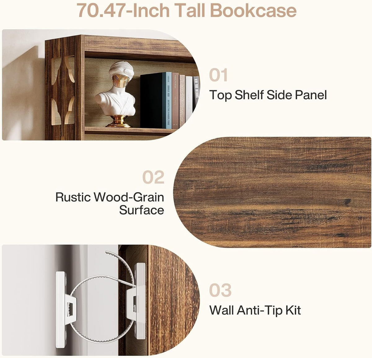 178 cm Tall 6 Tier Bookshelf, Modern Storage & Display Bookcase