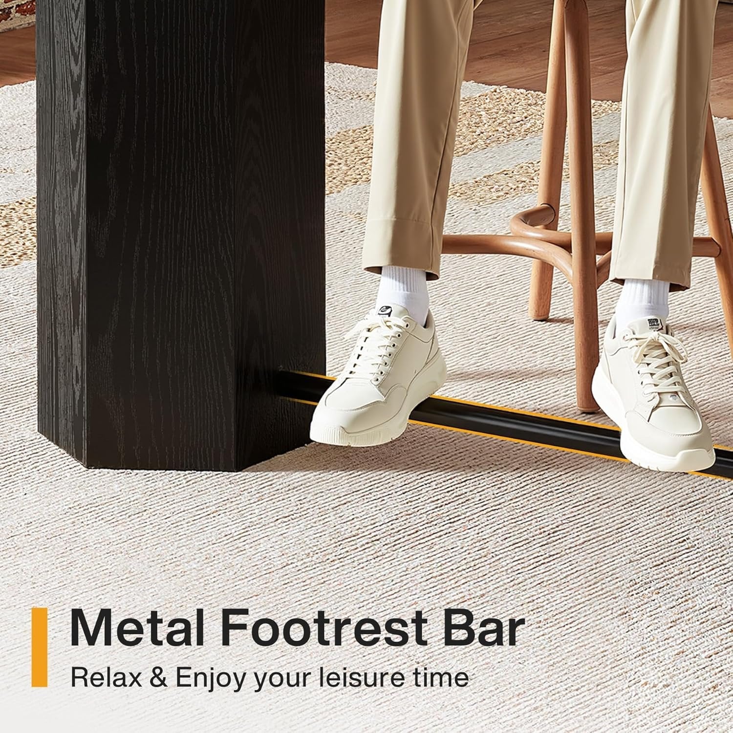 180cm Bar Table with Metal Footrest, Industrial Style Counter Table for Kitchen & Living Room