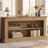 155cm Rustic Wood Console Table with 2 Shelves, Farmhouse Entryway Table 3