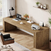200 cm Double Computer Desk, Rustic Brown Extra-Long Office Desk 3