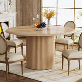 120 cm Round Dining Table for 6, Wood Farmhouse Pedestal Table 3