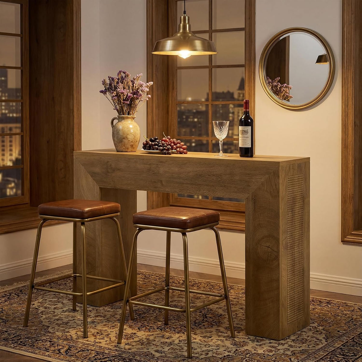 110 cm Rustic Brown Console Table with Adjustable Feet, Farmhouse Entryway Table