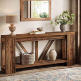180cm Narrow Console Table, 2-Tier Farmhouse Entryway Sofa Table with Storage for Hallway & Living Room 3