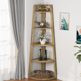 5-Tier Corner Shelf, Tall Freestanding Storage Rack for Small Spaces 3