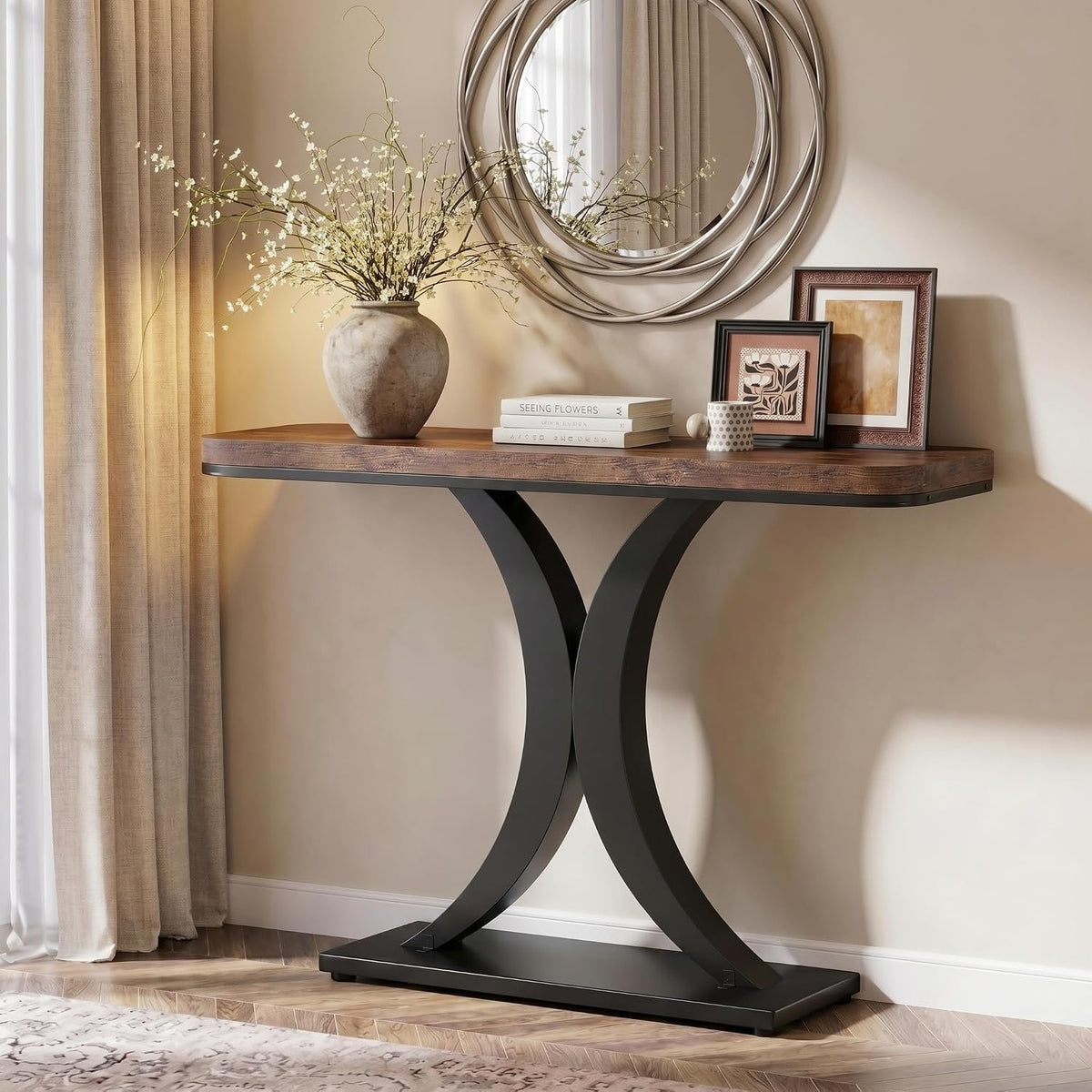 102 cm Narrow Console Table, Industrial Entryway & Sofa Table
