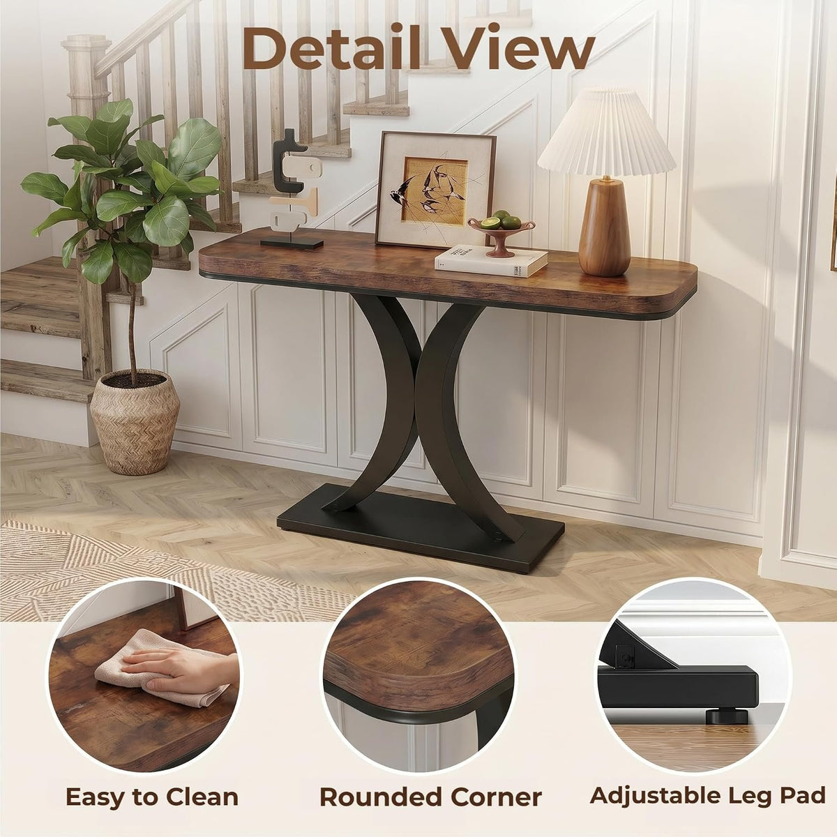 102 cm Narrow Console Table, Industrial Entryway & Sofa Table