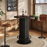 Round Bar Table for 2–4 People, Walnut Finish with Metal Footrest 3