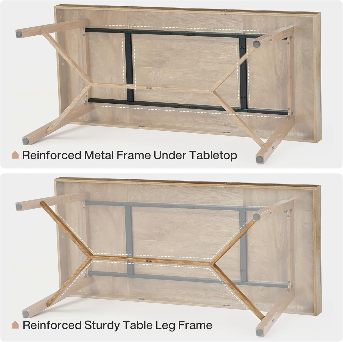 180 cm Large Office Desk, Farmhouse Workstation with Metal Legs