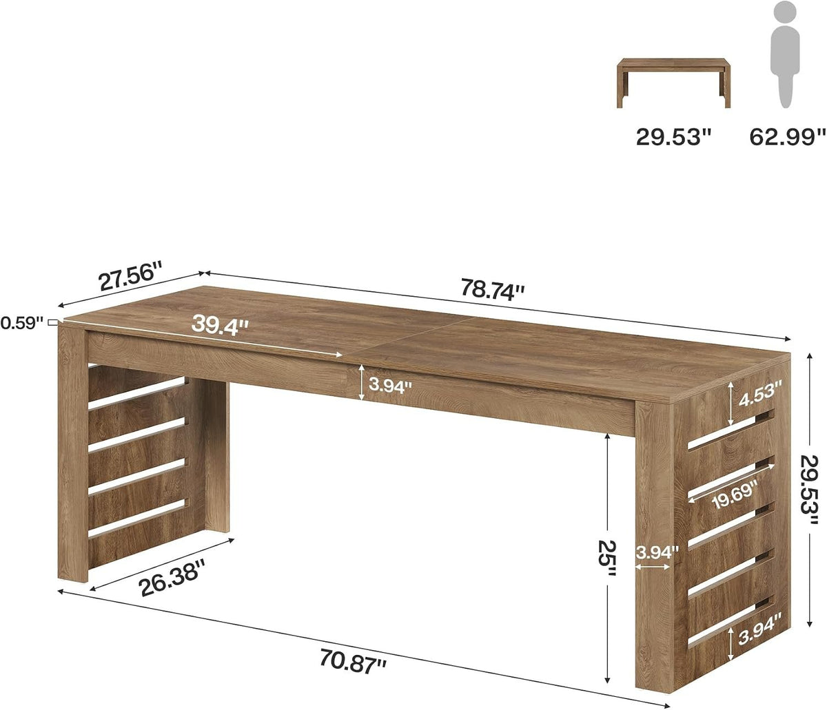 200 cm Shared Workstation Desk for Two, Modern Farmhouse Style